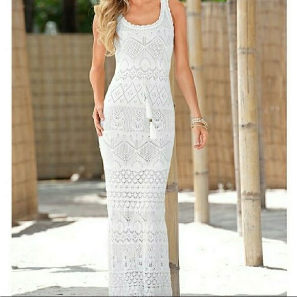 Venus crochet maxi dress with slip.  Size L - Picture 1 of 8
